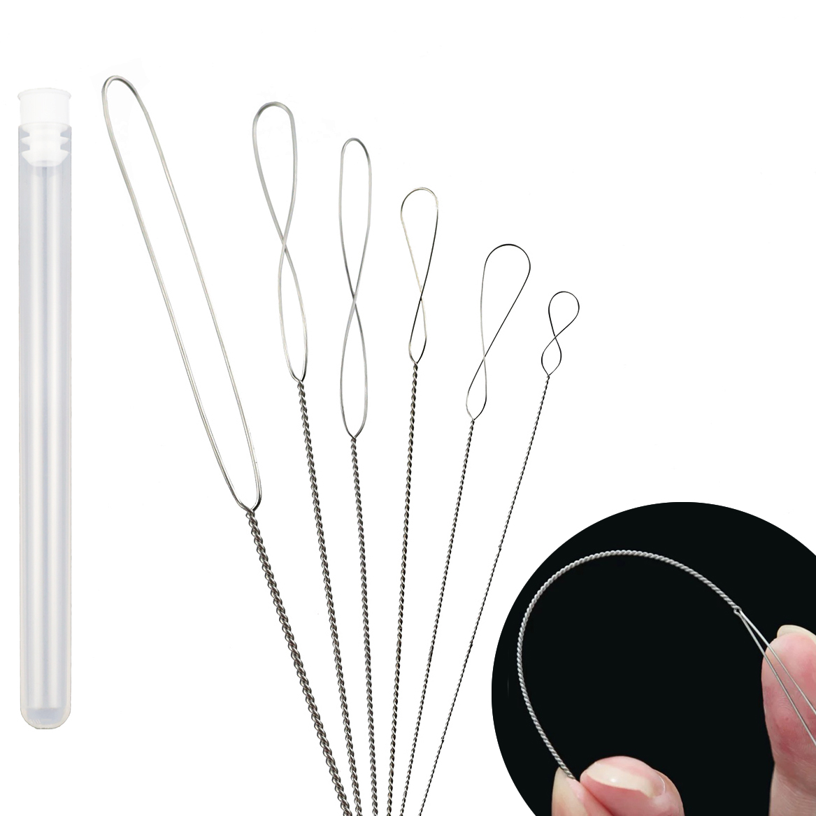 Beading Needle Fine - 6Pcs/lot 0.2-0.7mm ملتوية دبوس الفولاذ المقاوم
