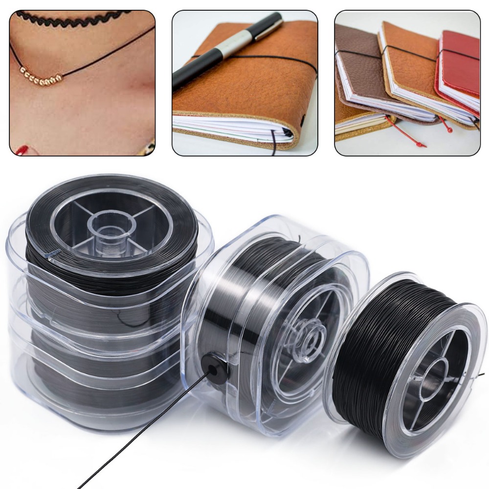 Jewelry Making Beginners - خيط كريستال مرن أسود بسمك 0.5-1
